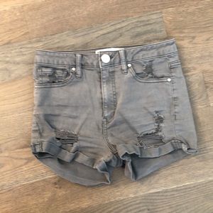 Green/grey jean shorts